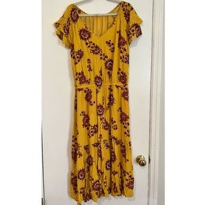 Yellow Floral Maxi Dress | XL